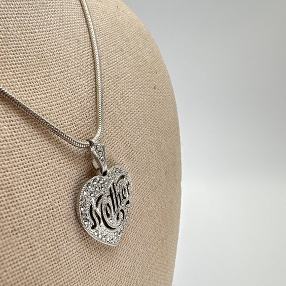 VTG Solid Sterling Silver 925 Mother Heart Pendant Necklace Size 18" Length - Picture 4 of 14